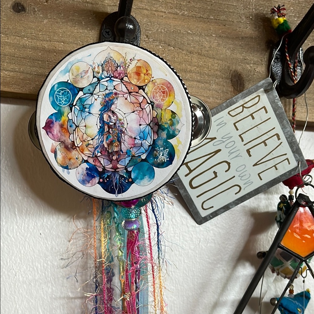 Colorful Mandala Tambourine with Tassels